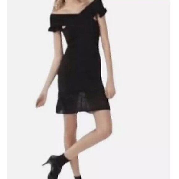 Zac Posen / Target Womens Size M Off Shoulder Sheer Black Metallic Mini Dress - Picture 2 of 9